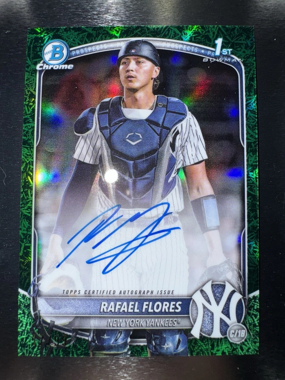 2025 Bowman 1st Auto Chrome Prospect Auto Rafael Flores #CPA-RF Green Grass /99