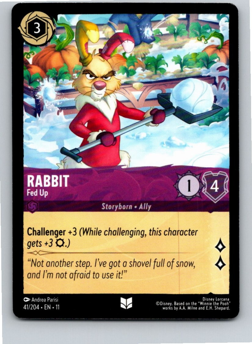 Disney Lorcana Rabbit - Fed Up 41/204 Winterspell Free Shipping!