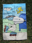 Vintage~2 Sided Lg Garden Flag~Peanuts/Snoopy & Woodstock Rollerblading! 42.5" H