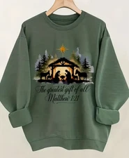 Women's Christian Nativity Sweatshirt Crew Neck Religious Christmas Sweatshirt