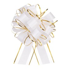 10 PCS 8 Inch Large White Organza Pull Bow Ribbon Gift Wrapping Wedding Party