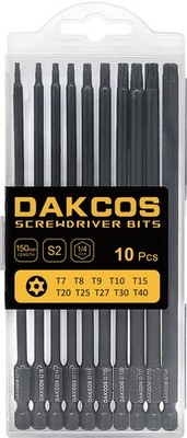 6'' Long Torx Bit Set, 10-Piece Tamper Proof Security Star Bit Set,1/4'' Hex Sh...
