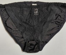 Vintage Victoria's Secret Black Lace Bikini Panties L Large 90s Y2K NWOT