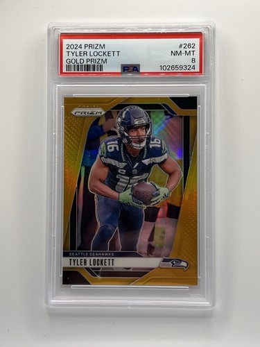 2024 Panini Prizm Tyler Lockett Gold Prizm /10 PSA 8 Seattle Seahawks