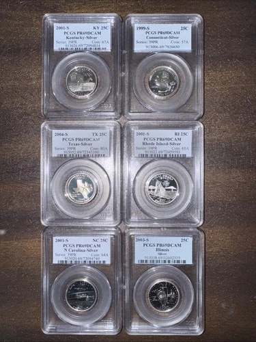 PCGS PR69 DCAM 6-Coin Slab Silver State Quarter Proof Set 6 #505 (SILVER)