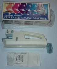  Ronco Cordless Electric Portable Sewing Machine Hand Held Vtg 1972
