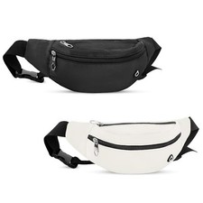 Viqueen Fashion Fanny Packs For Men and Black Beige 2 Pack 4-zipper Waist Pack