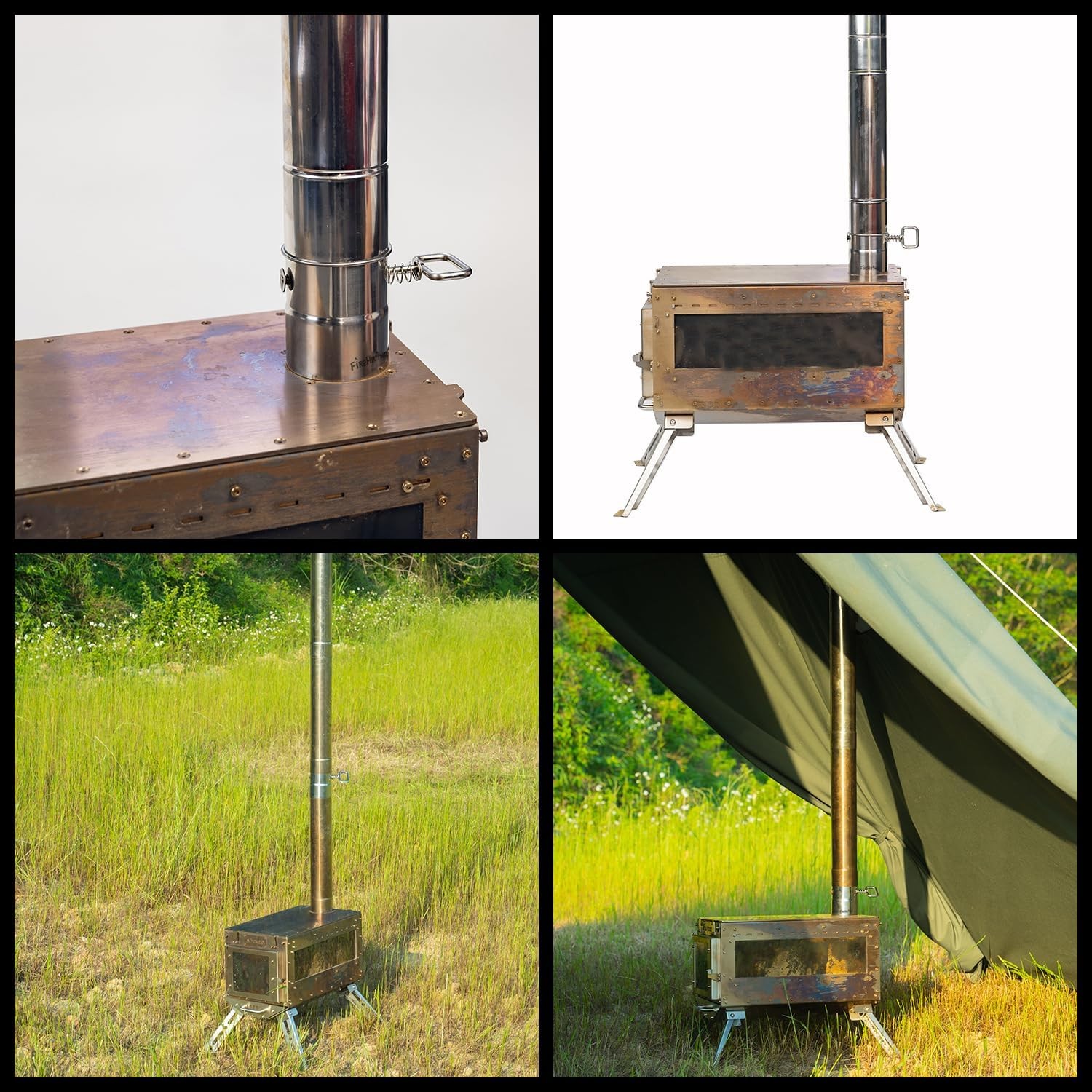 FIREHIKING Stove Pipe with Damper 2.36 inch Control Stainless Steel Chimney... 