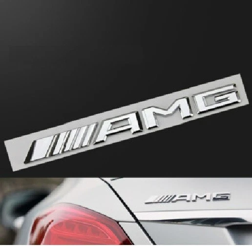 AMG für Mercedes Emblem Logo Heck Heckklappe Aufkleber Hinten Logo Silber NEU - Bild 2 von 4