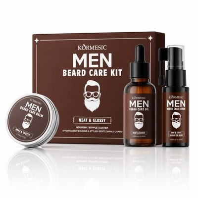 Bartpflege Set mit Bartöl Pflegebalsam Serum Wachs Geschenkset für Männer