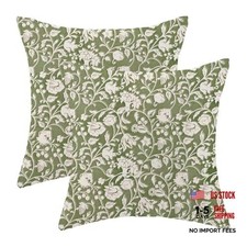 Sage Green Floral Throw Pillow Covers 18x18 18" x 18" Pack of 2 Print Green