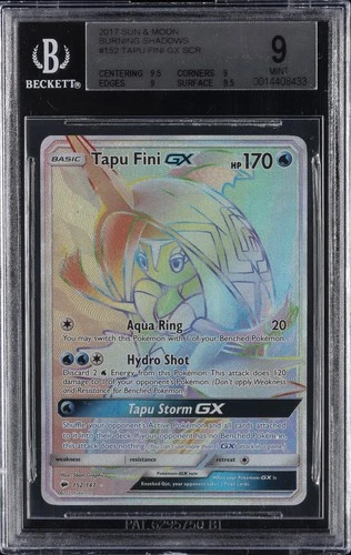 2017 POKEMON SUN & MOON BURNING SHADOWS SECRET RARE #152 TAPU FINI GX BGS 9