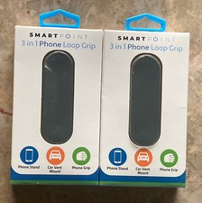 2 PACK 3 in 1 Slider Phone Finger Loop Grip Table Stand Vent Mount Handle GRAY 