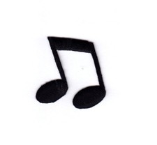 BLACK DOUBLE MUSIC NOTE Iron On Patch Music