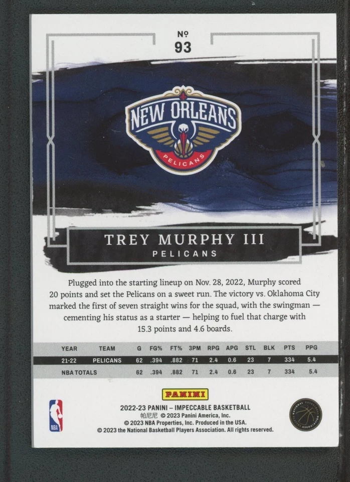 2022-23 Trey Murphy III 56/75 Panini Impeccable - Image 2 of 2