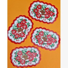 Set of 4 retro 1960s 1970s plastic festive Christmas dinner non-slip placemats