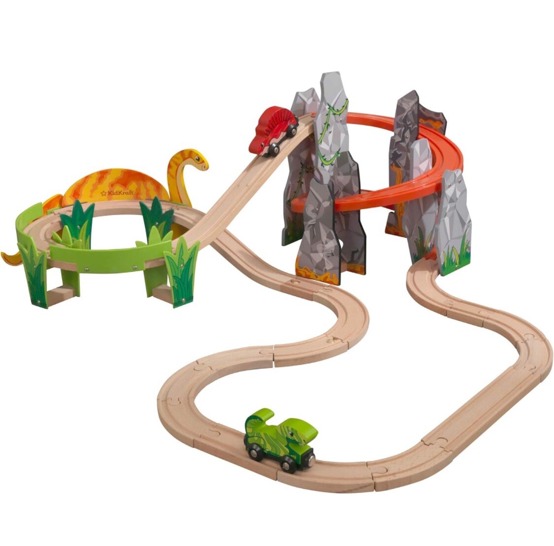 KidKraft Adventure Tracks: Dino World Volcano Escape 32-pc Wooden