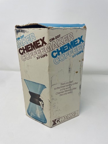 Caffettiera Chemex vintage anni 70 2-7 tazze CM-207 con scatola e manico manuale in plastica - Foto 18 di 20