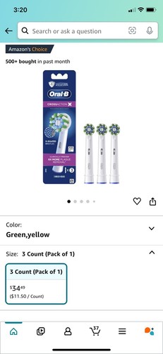 Oral-B Cross Action EB50-3 Replacement Brush Heads Refill (3 Pack) - 第 2/6 張圖片