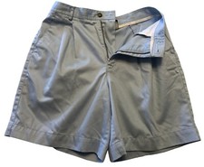 vtg LIZSPORT High Waist Shorts 12P Light Blue Pleated Pockets Cotton Twill