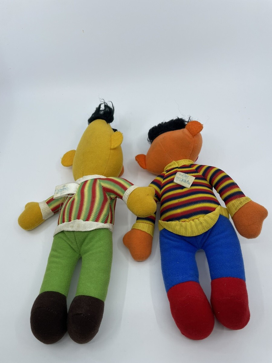 Vintage Knickerbocker 1980s Bert and Ernie Plush Dolls Sesame