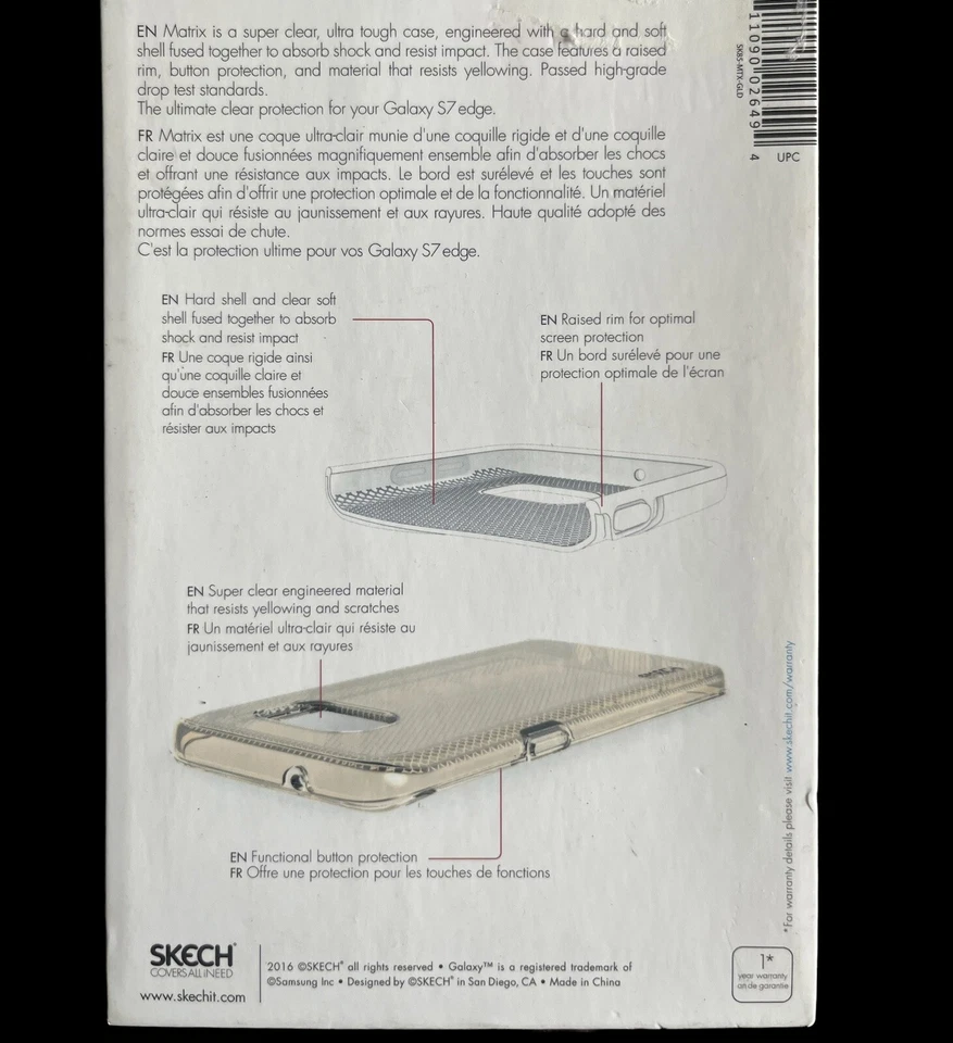 FUNDA SAMSUNG GALAXY S7 EDGE SERIE SKECH MATRIX - TRANSPARENTE ¡Nueva! Foto 4 de 4