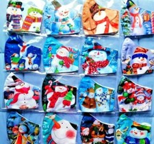 5 PACK HANDMADE Adult FACE COVER MASK Snowmen winter snow season Christmas Xmas