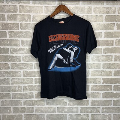 Vintage 1984 Scorpions Love At First Sting Tour Band Black T