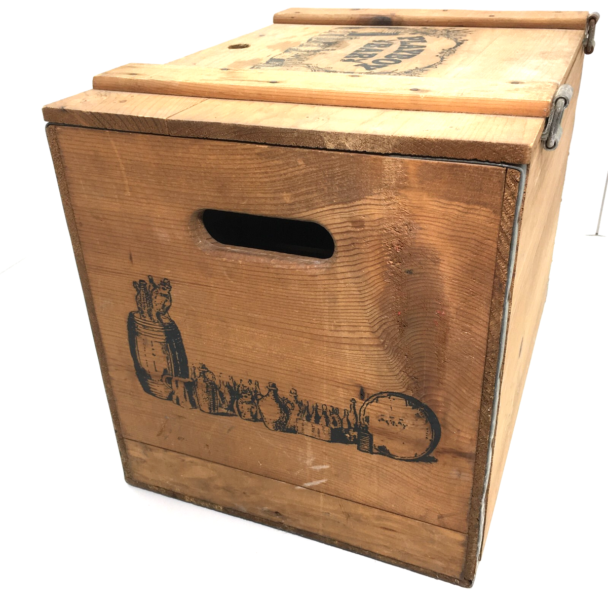 Vintage Playboy Club Wood Wooden Bar Box Wine Crate w/ Swing Open