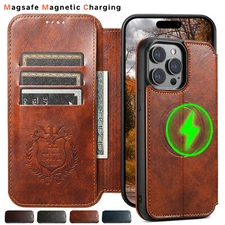 Mag Safe Magnetic Leather Wallet Card Flip Case For iPhone 15 14 13 Pro Max 12