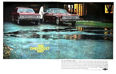 1966 CHEVROLET Large 2-Page Vintage Print Ad