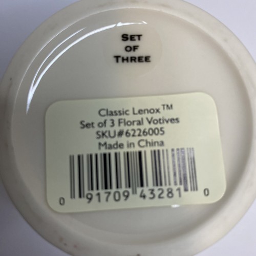Lenox Classic Set of 3 Floral Votives Porcelain Flowers Blue Orange Gold - Picture 8 of 21
