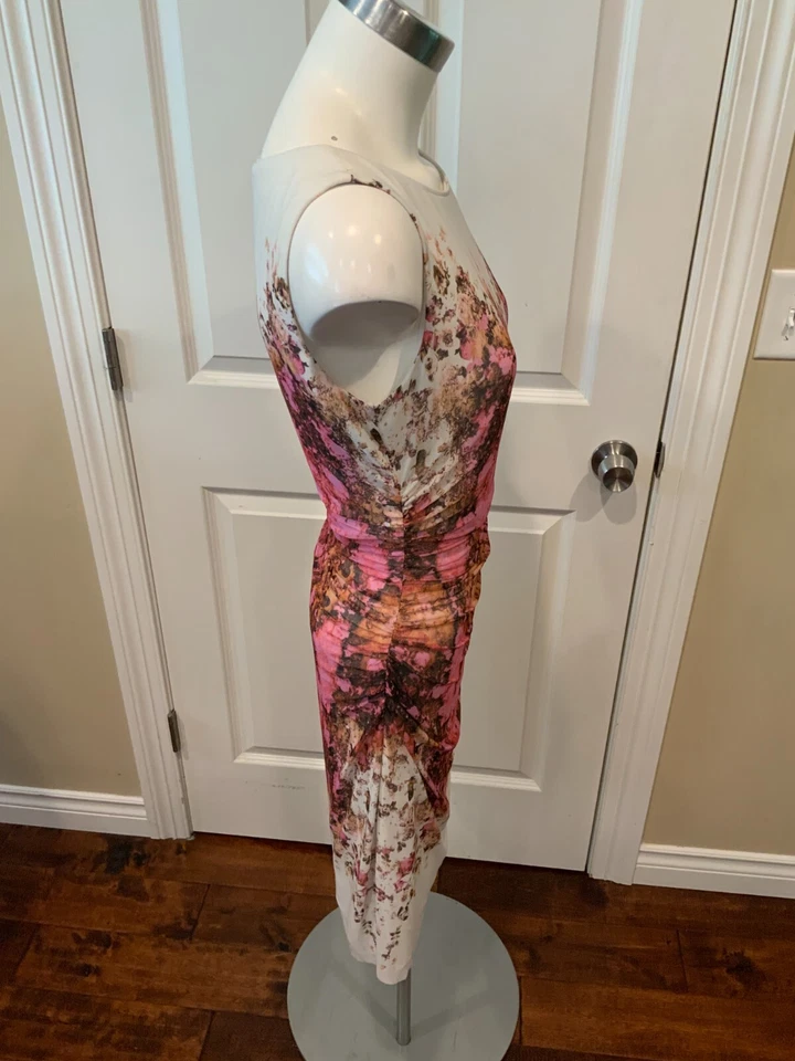 Kay Unger Нью-Йорк белый и розовый цветочный сетки платье без рукавов, размер средний новый - Изображение 4 из 4