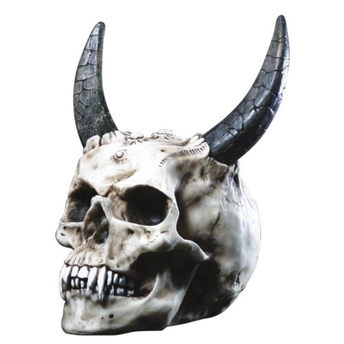 Totenkopf Dämon Teufel mit langen Hörnern - Afbeelding 1 van 1