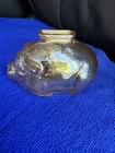 Vintage 1960's Anchor Hocking Glass Coin Piggy Bank Size Small Marigold Carnival