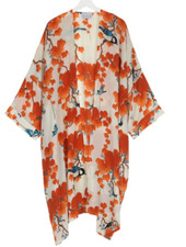 One Hundred Stars Royal Botanic Gardens O/S Open Jacket Floral Kimono Top NWT