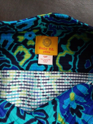 RUBY RD. Petite NWT LADIES SIZE 12P JACKET 3/4 SLEEVES BUTTON UP PURPLE, Teal - Picture 10 of 11