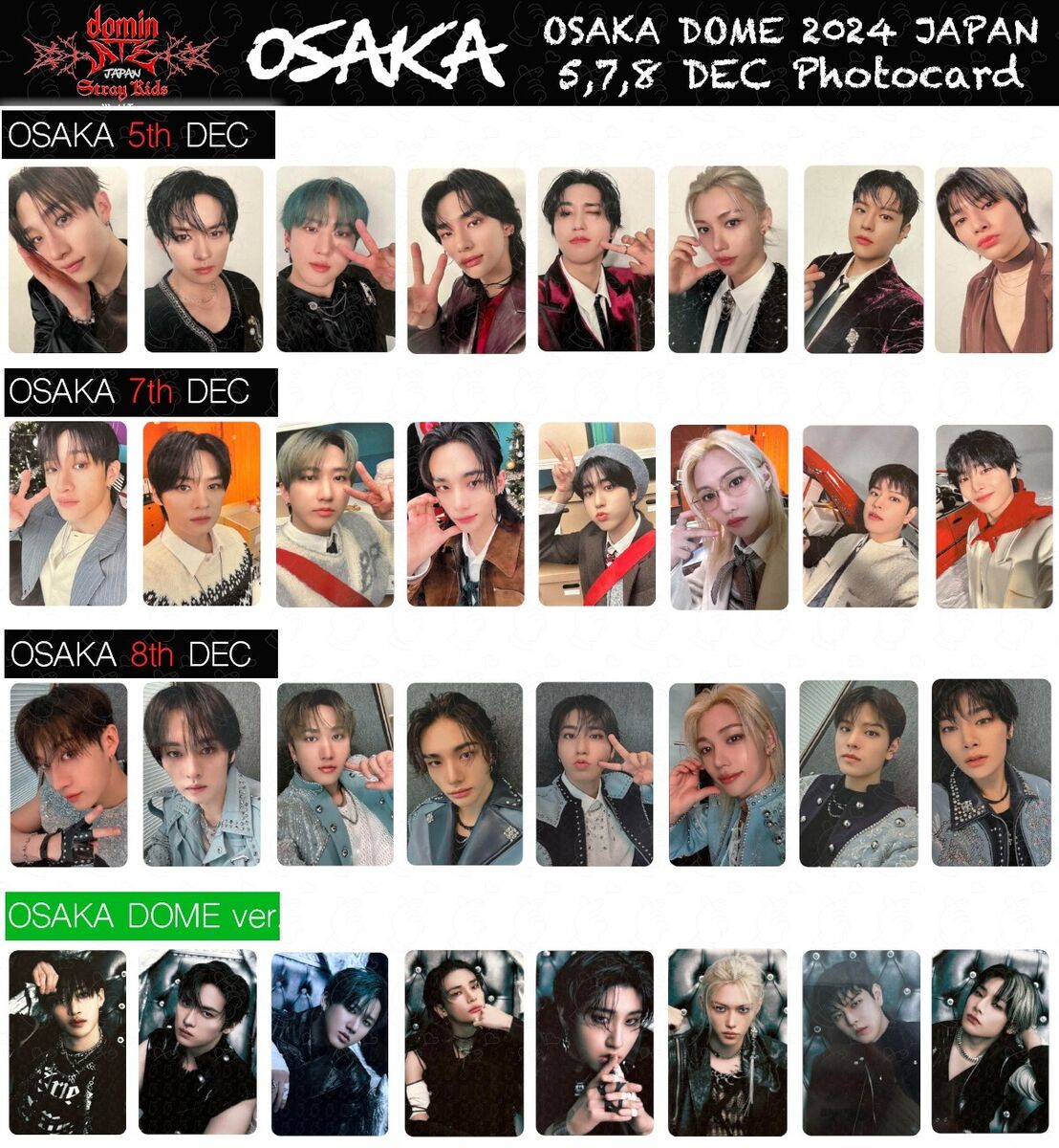 Stray Kids Tour dominATE JAPAN OSAKA Date limited photocard Stray Kids Tour dominATE JAPAN OSAKA Date limited photocard
