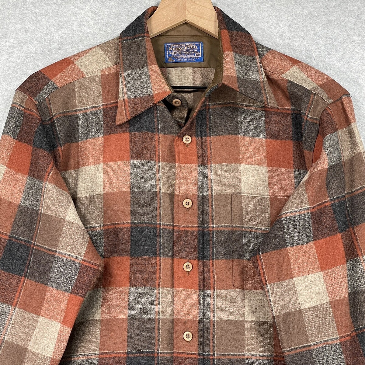 Vintage Pendleton Board Shirt M Brown Plaid Long Sleeve USA Vintage Pendleton Board Shirt M Brown Plaid Long Sleeve USA