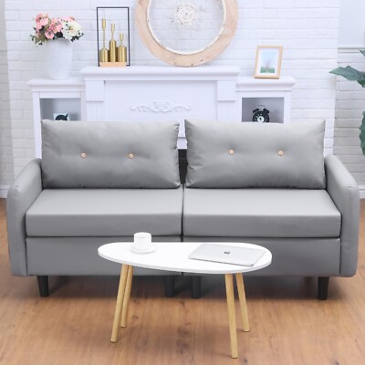 71'' 2-Seater Deep Seat Couch PU Leather Upholstered Loveseat Sofa Home Office