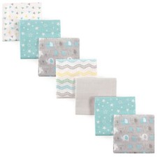 Unisex Baby Cotton Flannel Receiving Blankets Basic Elephant 7-Pack One Size