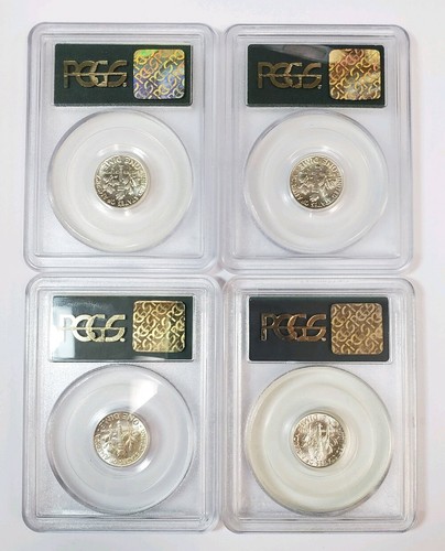 1962 - 1964 Lot of 4 Roosevelt Dimes PCGS Graded MS64 - Picture 2 of 2