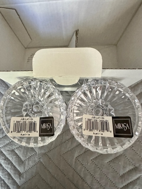 Mikasa Crystal Candlestick Holders CLEAR CUT GLASS CRYSTAL JUBILATION