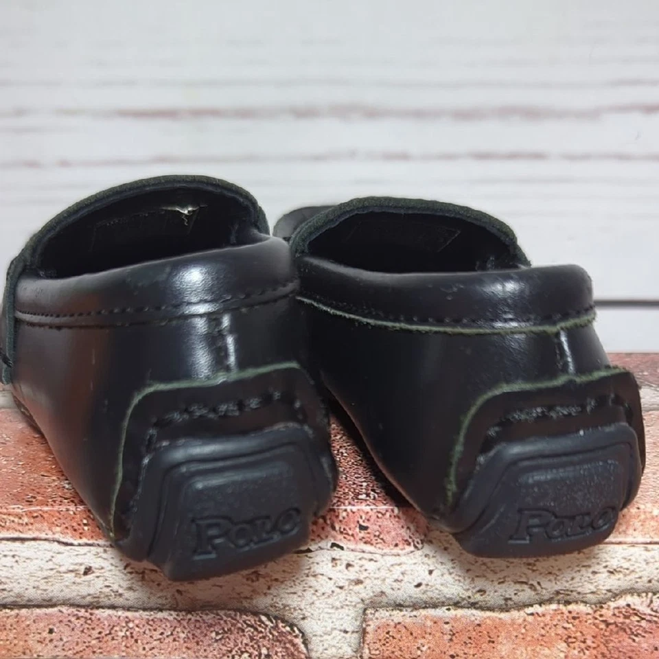 Bebé Niño Niña Cuero Negro Polo Ralph Lauren Penny Mocasines Iglesia Preppy 4 Foto 4 de 4