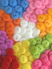50 acrylic 15mm buttons red blue pink yellow green white orange purple and mixes