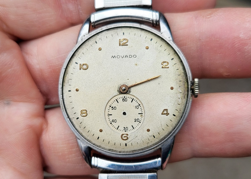 Movado Mens Watch 470 Caliber 15J 35mm Stainless Steel Vintage NEEDS REPAIR - Picture 8 of 24