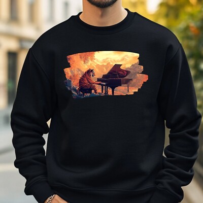 Tiger Plays Piano Sweatshirt Cosy and Perfect for Any Occasion S to 4XL