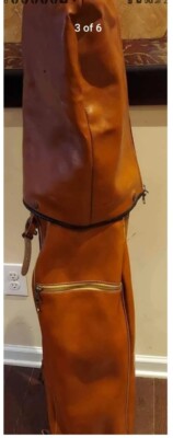 ANTIQUE HOT Z LEATHER GOLF BAG All Original Working Zippers ANTIQUE HOT Z LEATHER GOLF BAG All Original Working Zippers