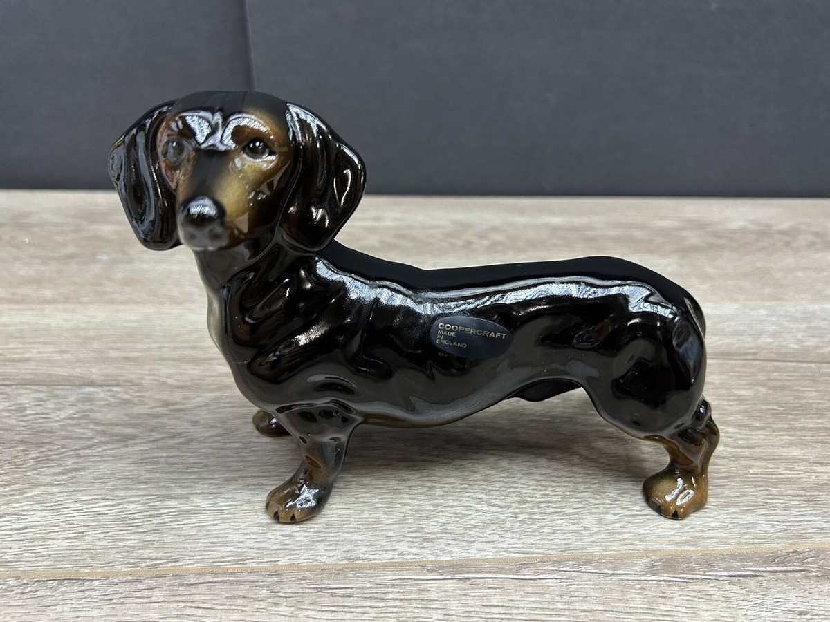 Vintage Coopercraft Dachshund Sausage Dog Glazed 8” Figurine
