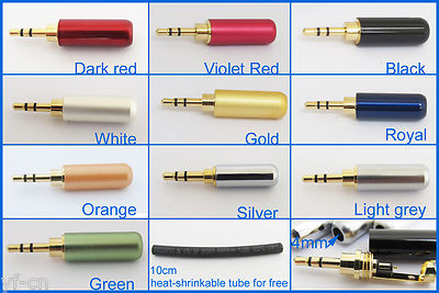 1pc 10color Gold 2.5mm 3Pole Stereo Male Repair Headphone Metal Audio Connectors